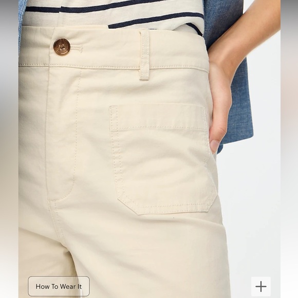 NWT J Crew Factory High Rise Patch Pocket Wide Leg Pant in Natural - Picture 5 of 6